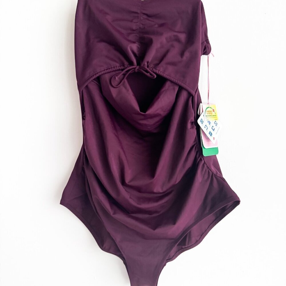 Boob Maternity Burgundy One Piece Swimsuit L - Picture 2 of 4